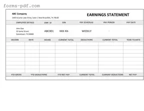 Independent Contractor Pay Stub PDF Form