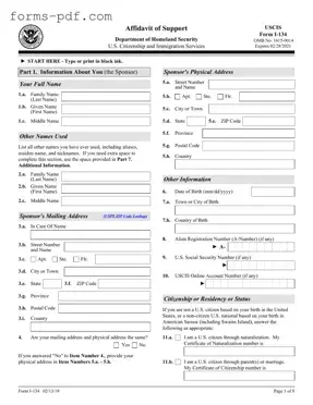 USCIS I-134 PDF Form
