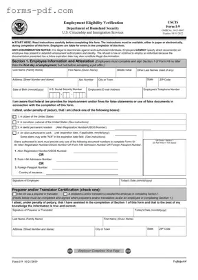 USCIS I-9 PDF Form