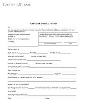 Verification Rental PDF Form