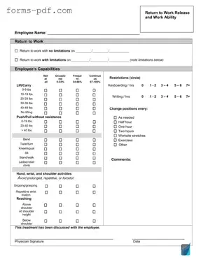 Work Release PDF Form
