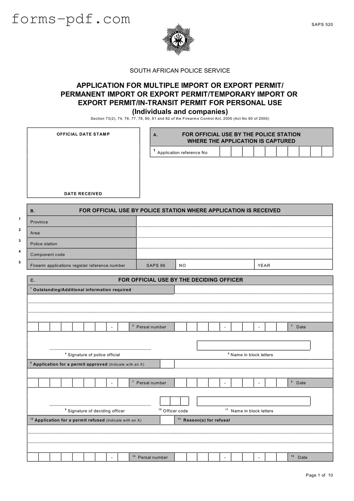 Saps 520 PDF Form