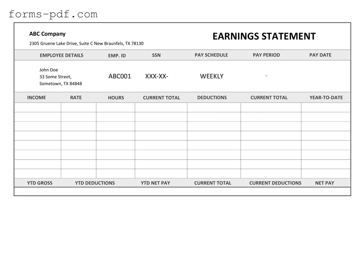 Independent Contractor Pay Stub PDF Form