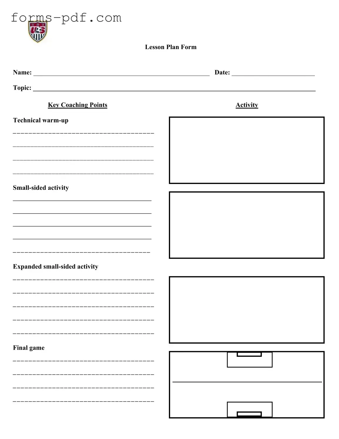 Soccer Training Session Plan PDF Form