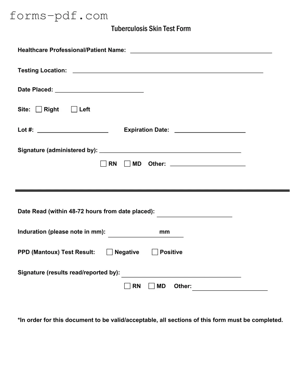 Tb Test PDF Form