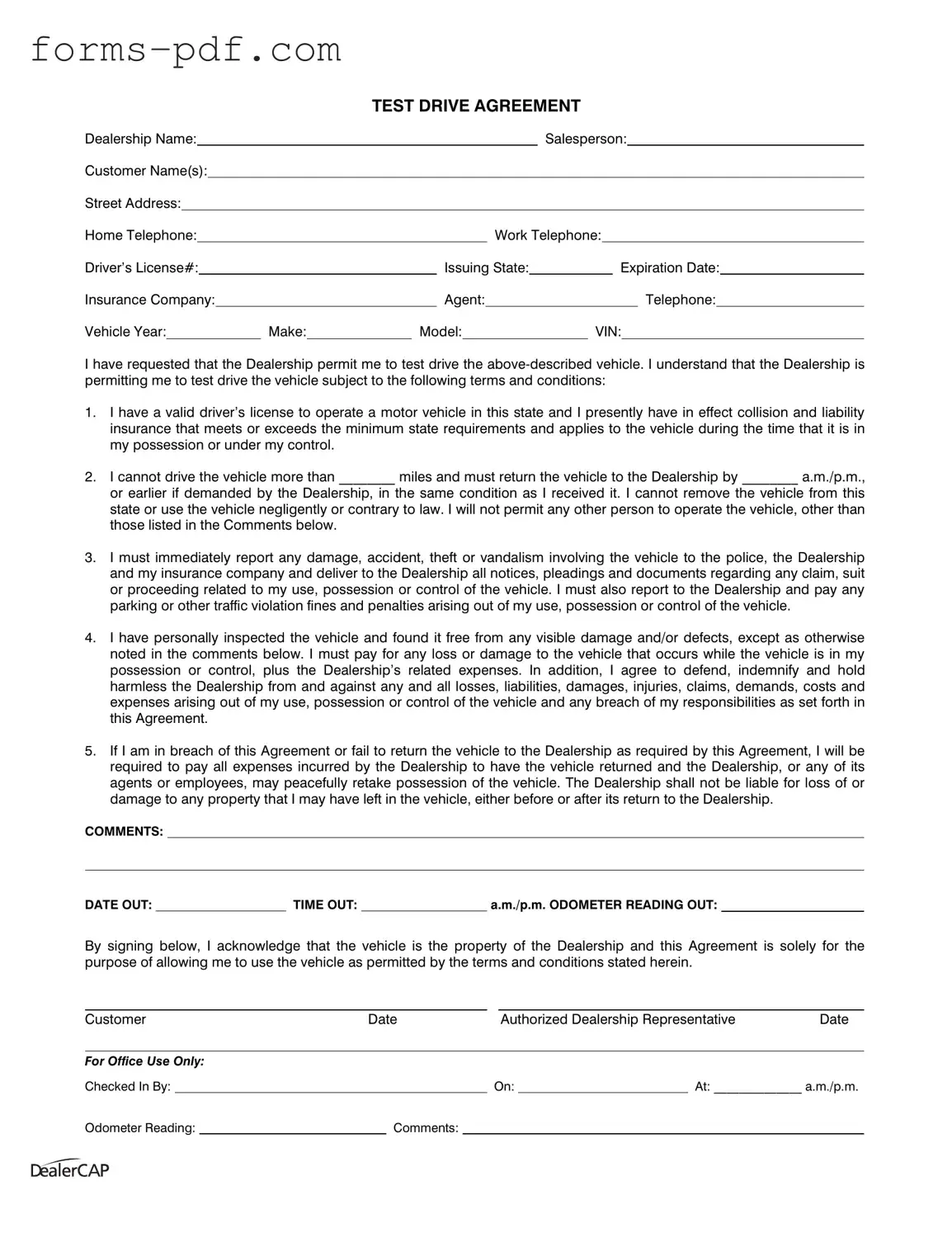 Test Drive PDF Form