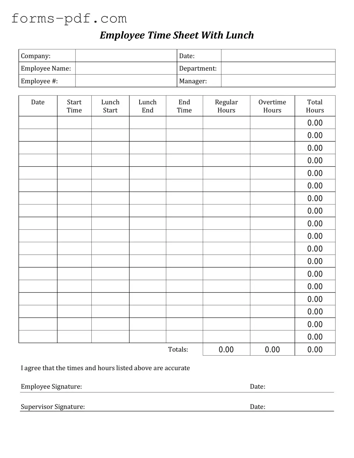 Time Card PDF Form