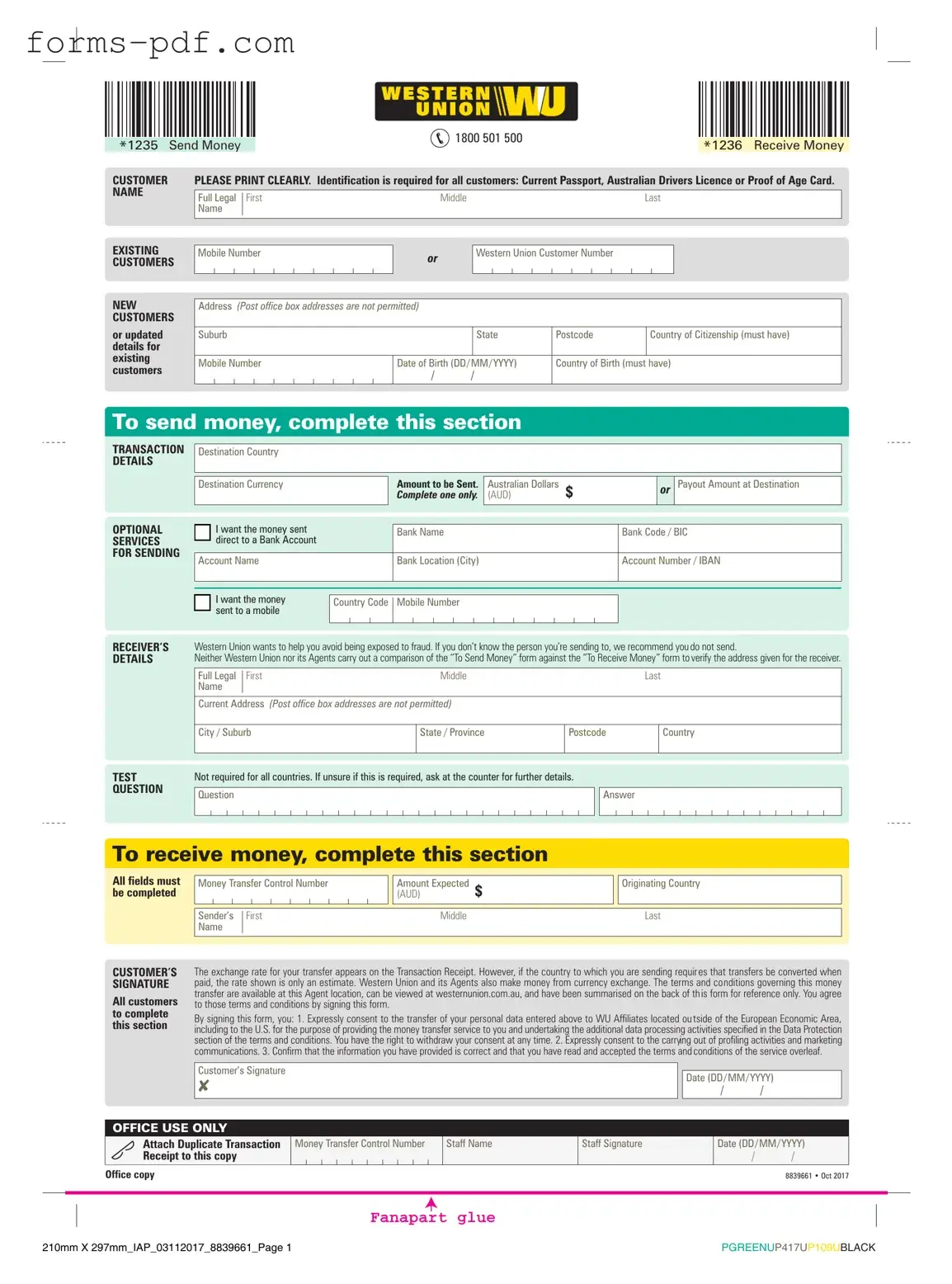 Western Union PDF Form